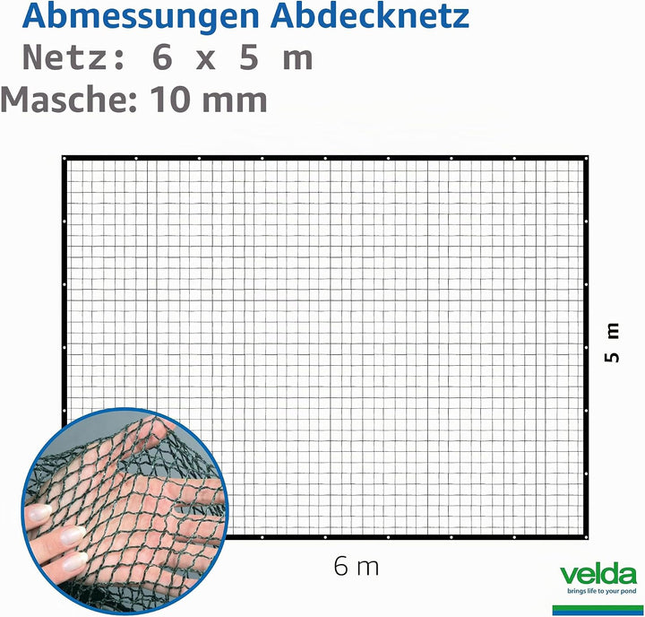 Teichnetz 6x5m schwarz Teichabdeckung Reiherschutz Laubschutznetz Abdecknetz 6 x 5 m, 6 x 5 m