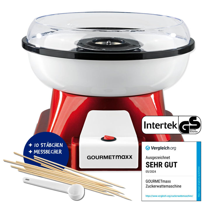 GOURMETmaxx Zuckerwattemaschine für Zuhause | Mit Zubehör für Cotton Candy, Candy Floss Maschine Set