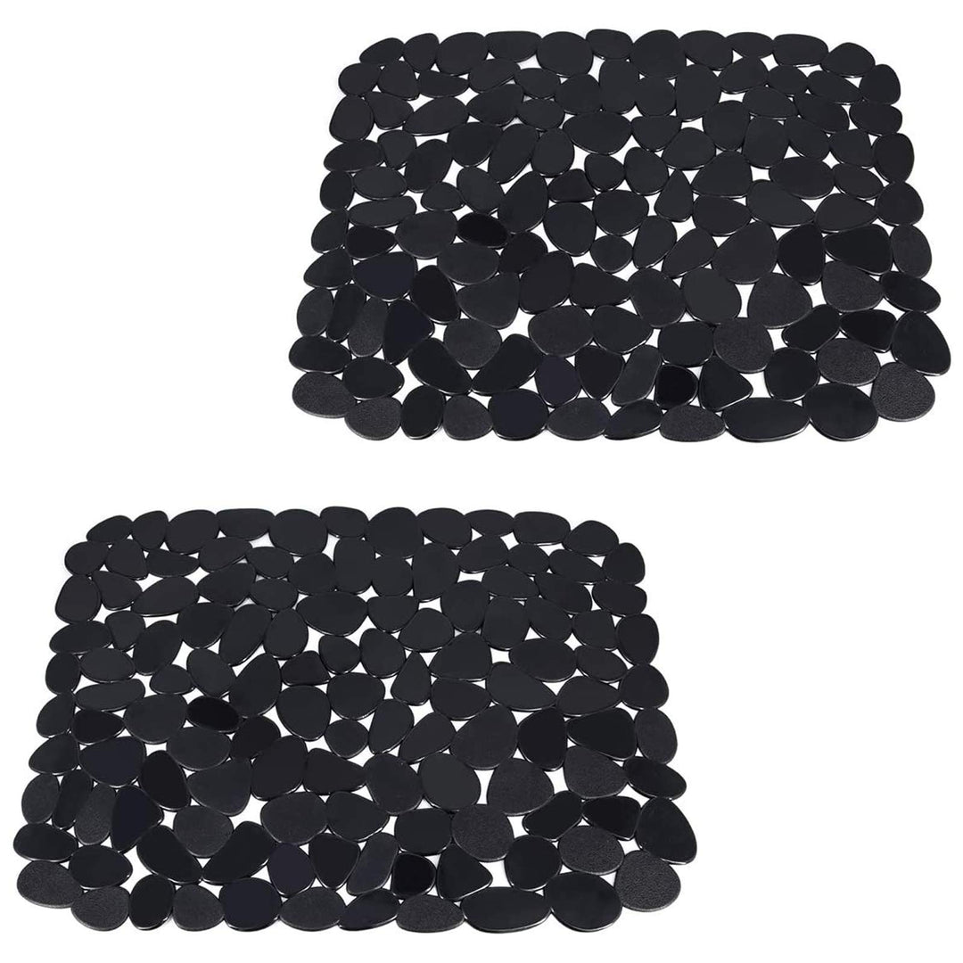 Top-spring Abtropffläche für die Küchenspüle, Kieselstein-Abtropfmatte, 30 x 40 cm, Schwarz, 2 Stück