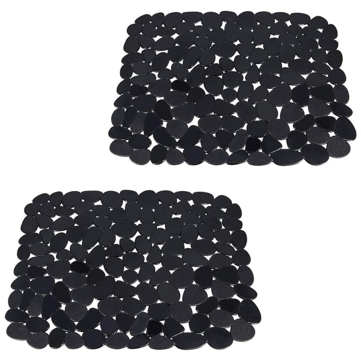 Top-spring Abtropffläche für die Küchenspüle, Kieselstein-Abtropfmatte, 30 x 40 cm, Schwarz, 2 Stück