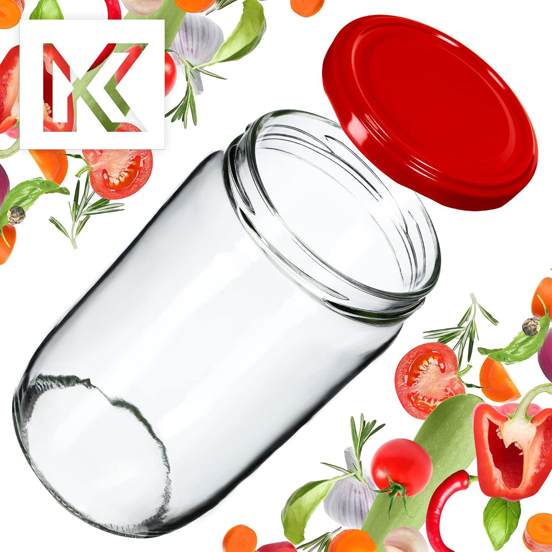 KADAX Einmachglaeser 720ml 24er Set TO82 Rot | Sturzglaeser Schraubdeckel | Marmelade Honig Konserve
