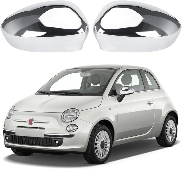 1 Paar Auto Rückspiegel Abdeckung Ersatz für Fiat 500 2007-2023, Aussenspiegel Spiegelkappen Seitens
