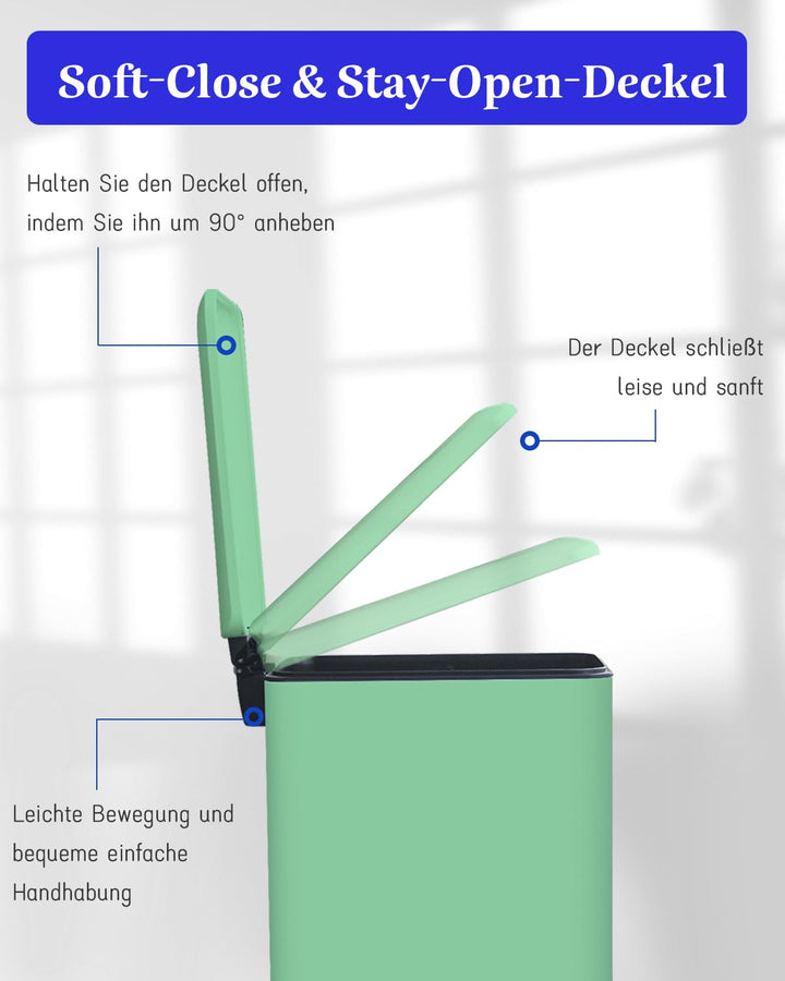 JM.YIPENG 17L Mülleimer Abfalleimer Tretmülleimer mit Deckel und Fusspedal mit Inneneimer, Rechtecki