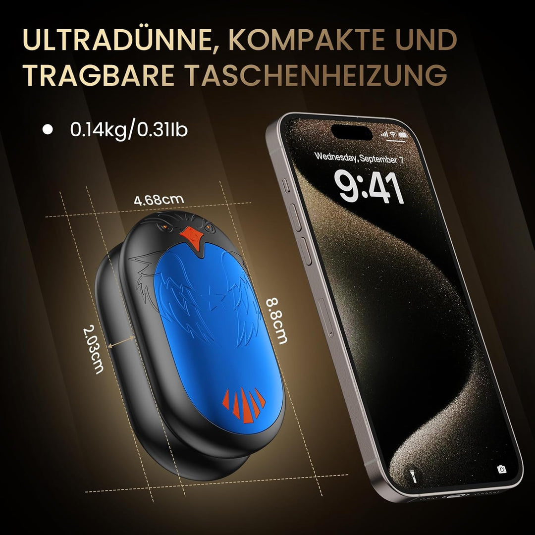 Handwärmer Wiederaufladbar 2 Pack, Elektrische Tragbare Taschenwärmer 2 in 1 Handwärmer mit 3 Heizmo