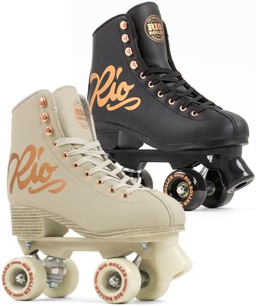 Rio Roller Unisex-Erwachsene Rosa Quad Skates Rollschuhe 40.5 Schwarz, 40.5 Schwarz