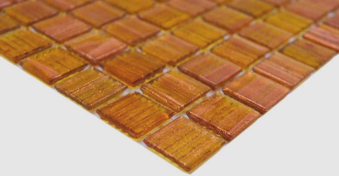 Mosaikfliese Glasmosaik Goldbraun Kupfer Küchenrückwand Duschwand | 10 Mosaikmatten