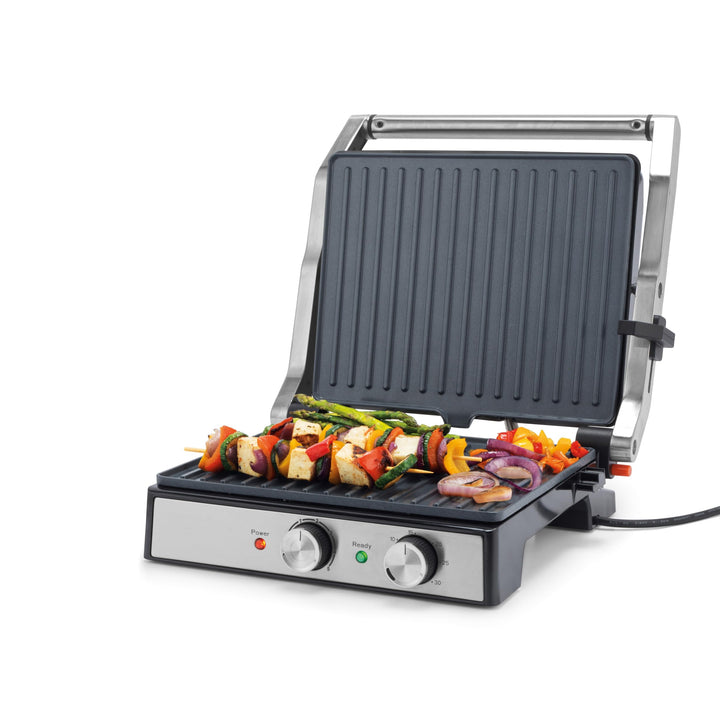 Petra PT6234VDE Kontaktgrill – Elektrogrill, bis zu 180° für das Kochen mit zwei Oberflächen geöffne