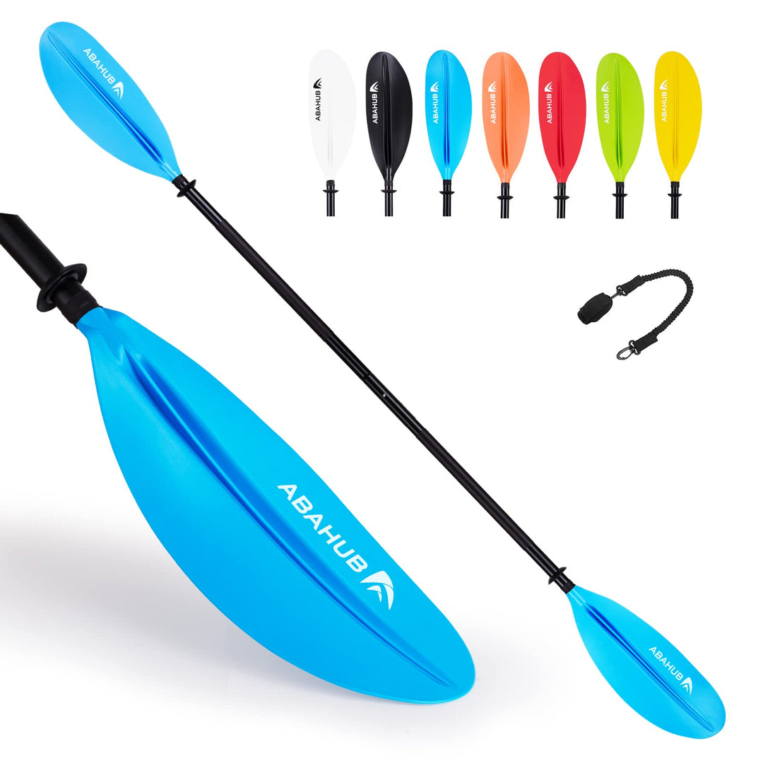 Abahub 218/230/241cm Kajak Paddel Aluminium Doppelpaddel mit Paddelleine für Kajakfahren Ruderboot K