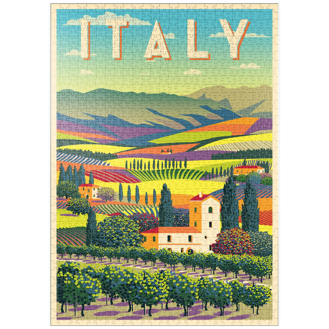 Romantische ländliche Landschaft, Italien, Art Deco Style Vintage Poster, Illustration - Premium 100
