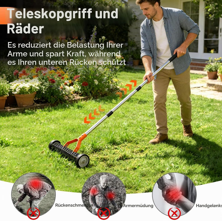 Vertikutierer Hand Rechen Metall Rasenrechen | Schneidrechen Verstellbarer Vertikutierrechen | Rasen