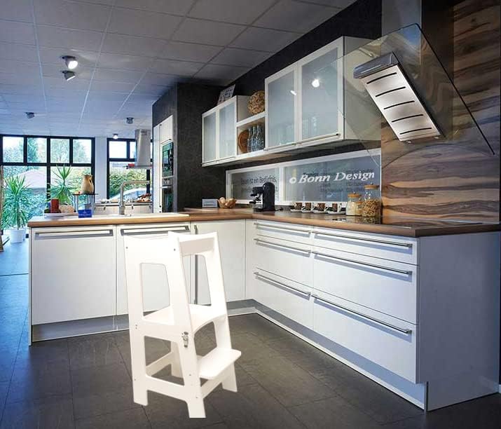 2 in 1 Montessori Lernturm für Kinder klappbar höhenverstellbar Stuhl + Tisch aus Holz Multifunktion