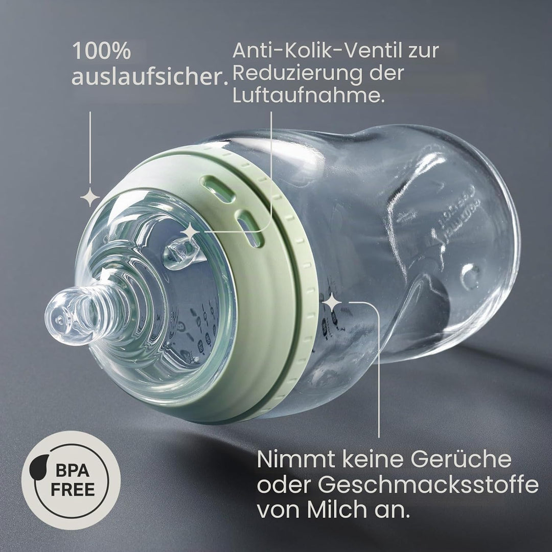 Tommee Tippee Babyflaschen aus Glas, Closer to Nature Newborn Starterset, Natürlich Geformter Trinks