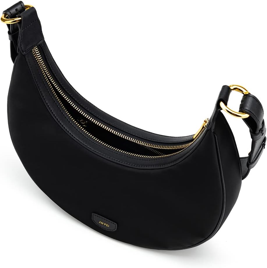 JW PEI Damen Tessa Crushed Umhängetasche Schwarz Nylon, Schwarz Nylon