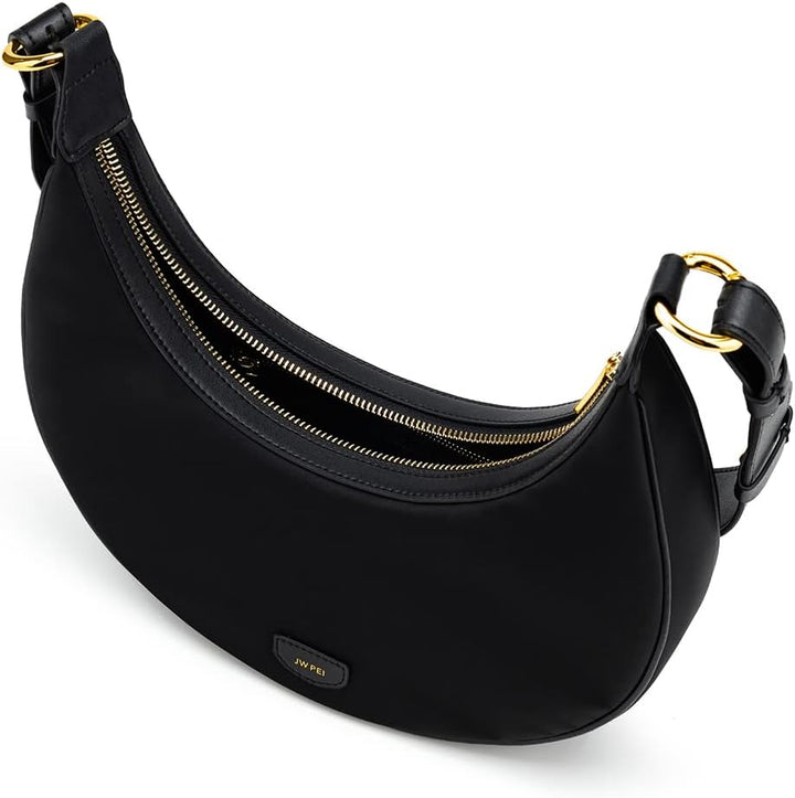 JW PEI Damen Tessa Crushed Umhängetasche Schwarz Nylon, Schwarz Nylon
