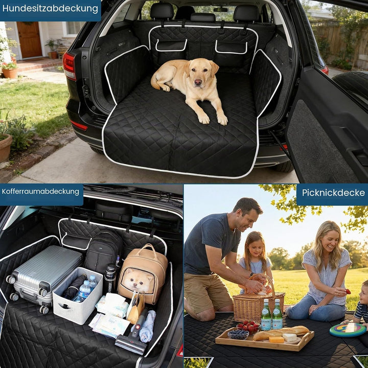 Kofferraumschutz Hund mit Seiten- & Ladekantenschutz – Universal Hundedecke Auto Kofferraum mit Tasc