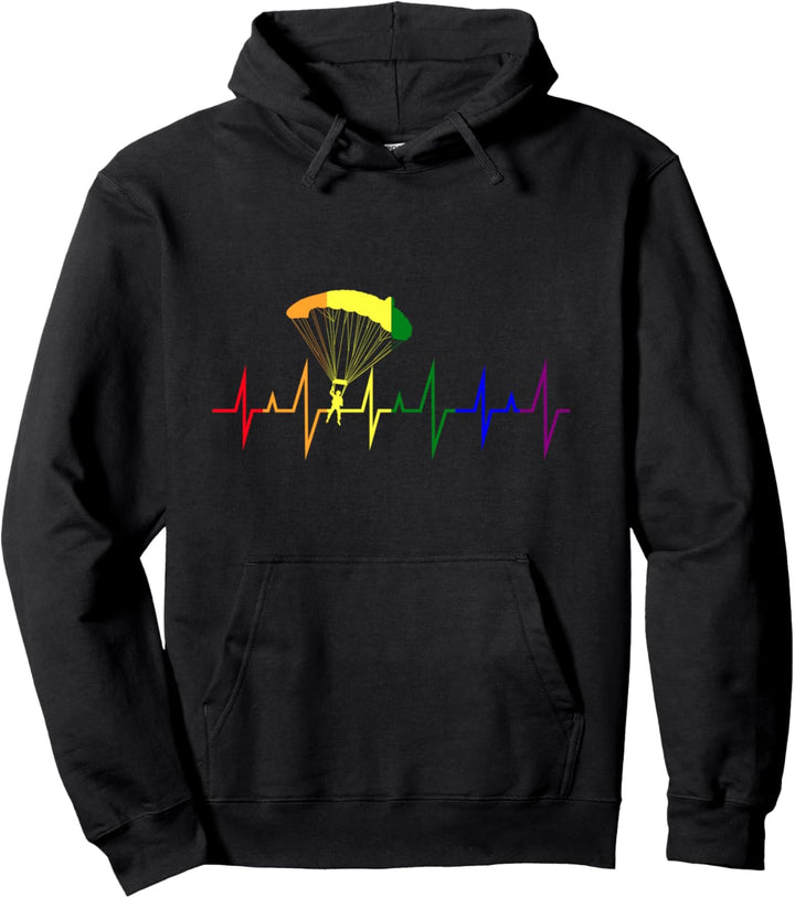 Regenbogen Herzschlag Paragliding Pullover Hoodie