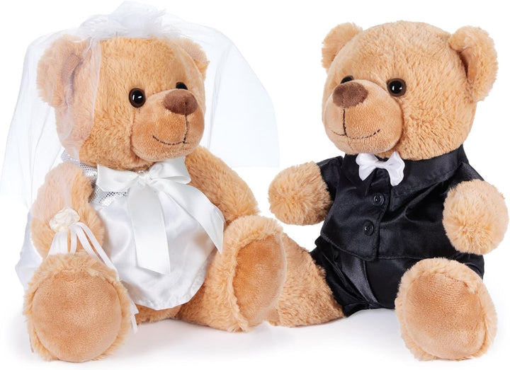 BRUBAKER Teddybär Hochzeitspaar - 25 cm Braut und Bräutigam Teddy Set - Geschenk für Hochzeit und Ve