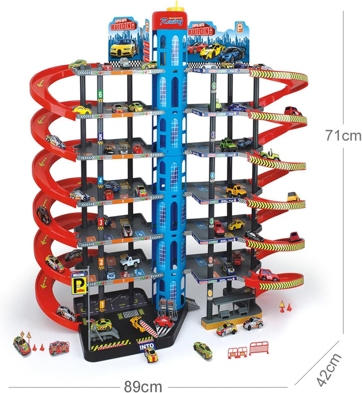 Parkgarage Spielset mit Autos und viel Zubehör für Kinder Autogarage Parkhaus Garage Spielzeugautos