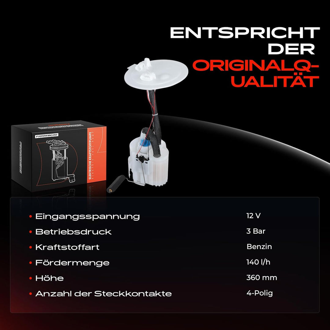 Frankberg Kraftstoffpumpe Benzinpumpe Kraftstoff-Fördereinheit Modul Satz ohne Drucksensor 4-Polig K