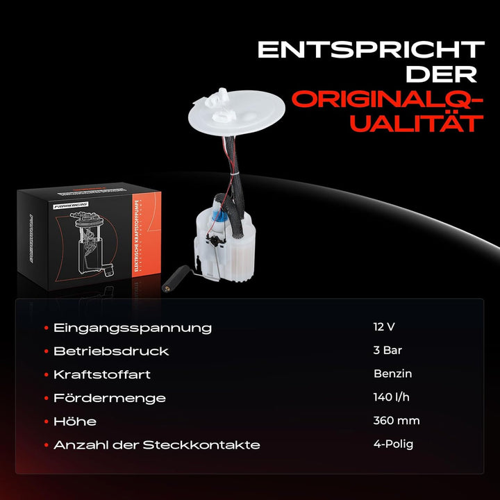 Frankberg Kraftstoffpumpe Benzinpumpe Kraftstoff-Fördereinheit Modul Satz ohne Drucksensor 4-Polig K