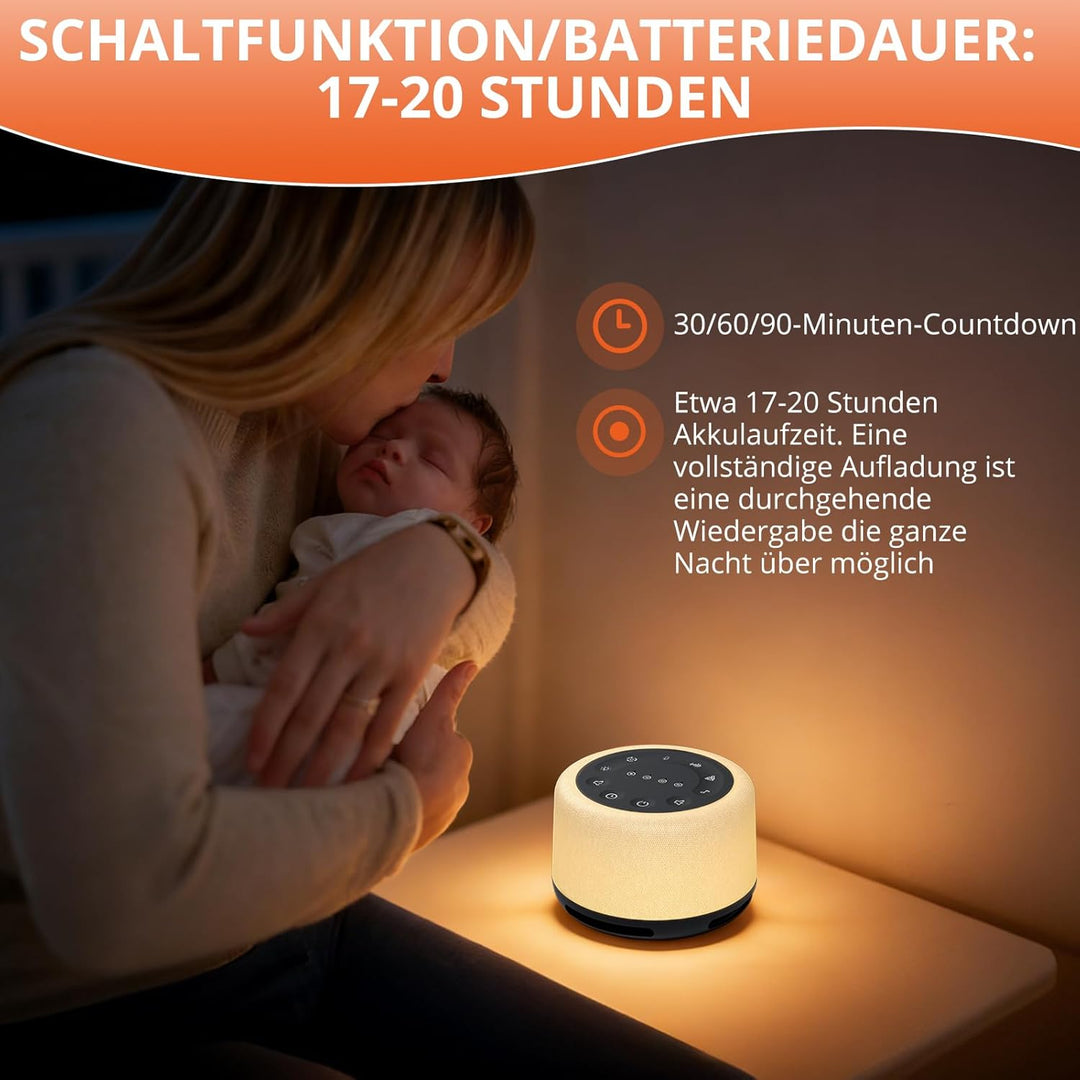 FUNYKICH White Noise Machine, 30 Klänge, Atemtraining, Aufnahmefunktion, 7 Farblicht & Atemlicht, Wi