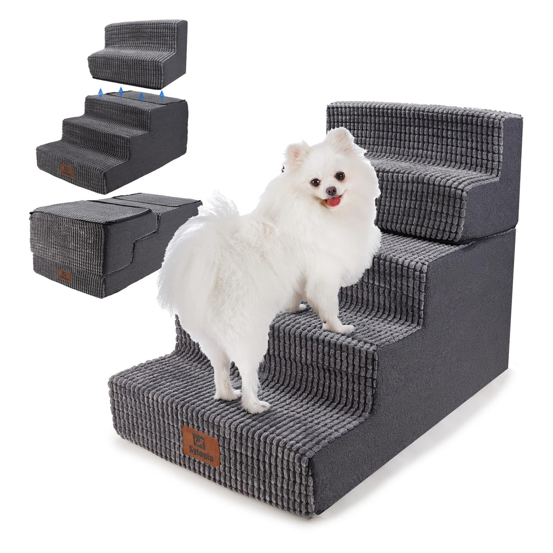 Sytopia Hundetreppe Grosse Hunde 5 Stufen Hoch, Hundetreppe für Bett 60cm, Haustiertreppe waschbar,