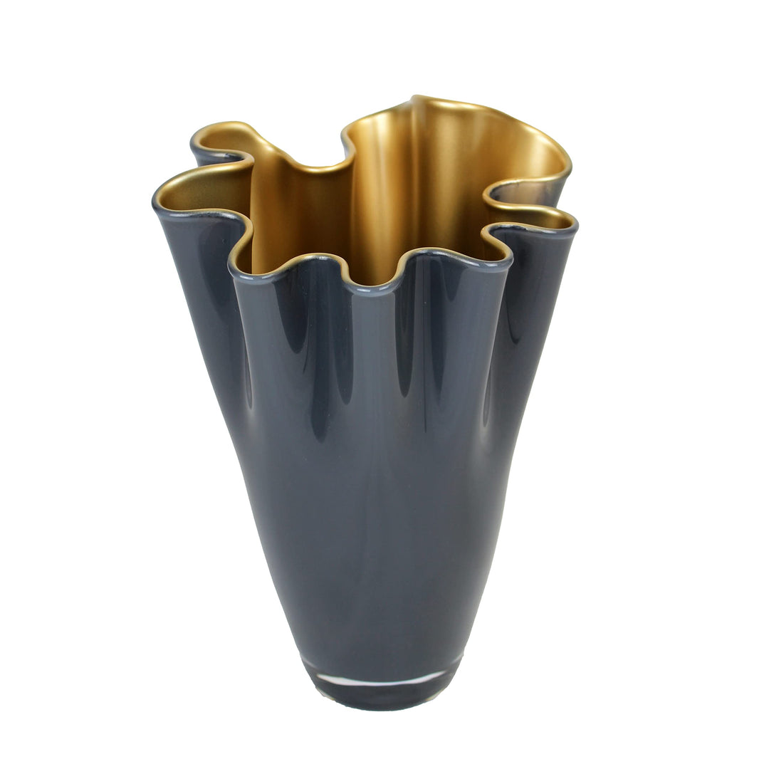 SIGNATURE HOME COLLECTION Glasvase Gold grau Blumenvase mundgeblasen 21 x 21 x 30 cm, CO-17-RG-LM 21