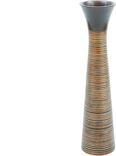 Leewadee Grosse Bodenvase für Dekozweige hohe Standvase Design Holzvase, Holz, 90 cm, braun 90 cm Br