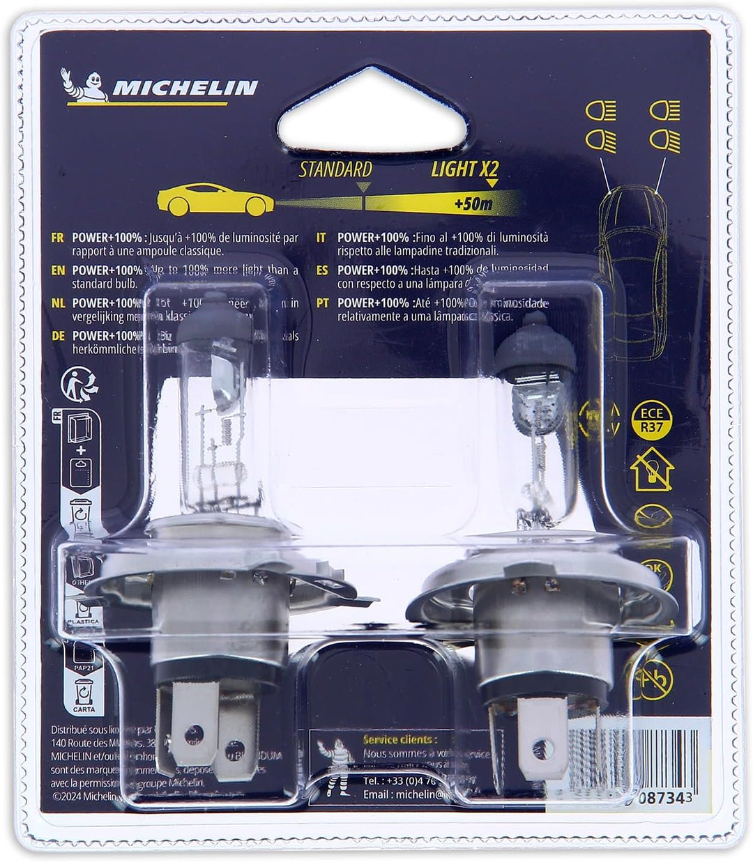 Michelin 008734 Power +80% 2 Glühbirnen H4 12V 60/55W