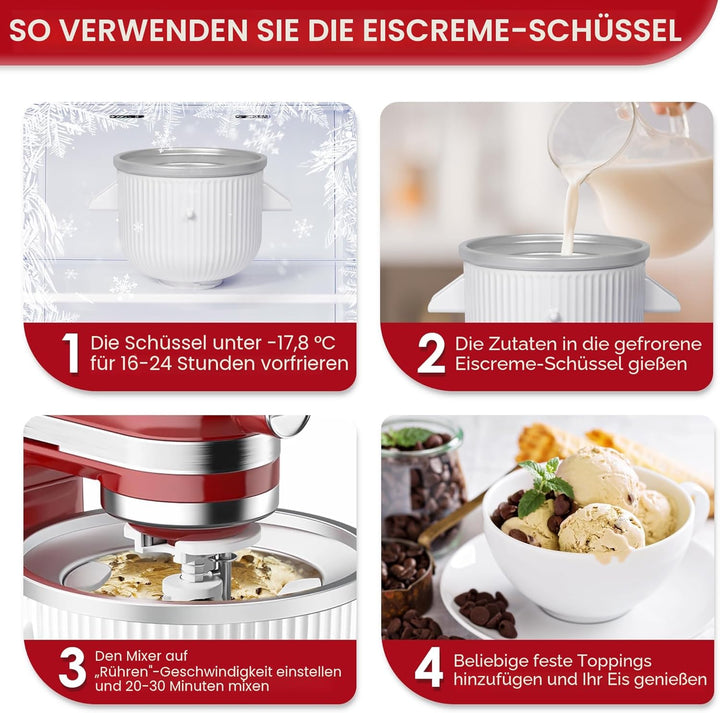 Eismaschinen-Aufsatz für KitchenAid-Mixer, passend für KitchenAid 4,5/5QT- und 6QT-Standmixer, Froze