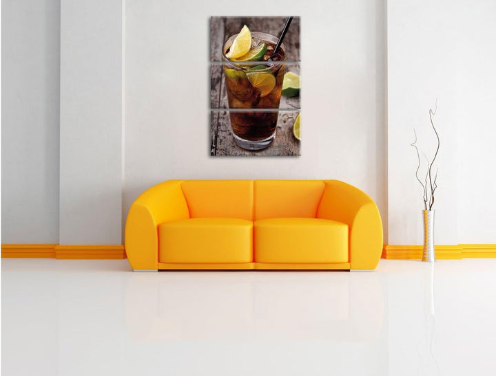 Pixxprint Cuba Libre Original als Leinwandbild | Grösse: 3 Teilig (120x80) | Wandbild| Kunstdruck |