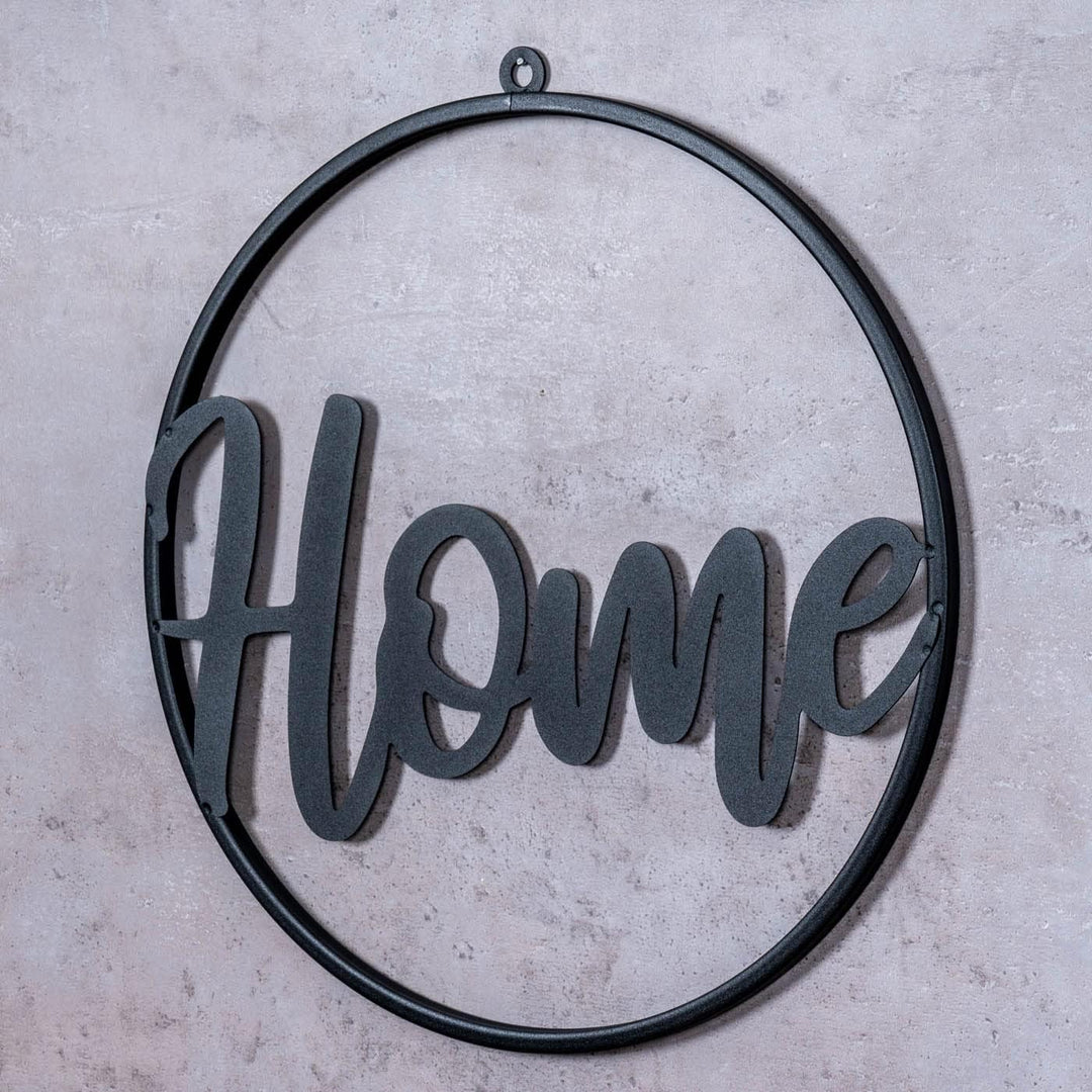 3er Set Metallbild Ø38cm Schwarz Welcome Home Relax Wandbild Rund Schild Wanddeko Metallschild Varia