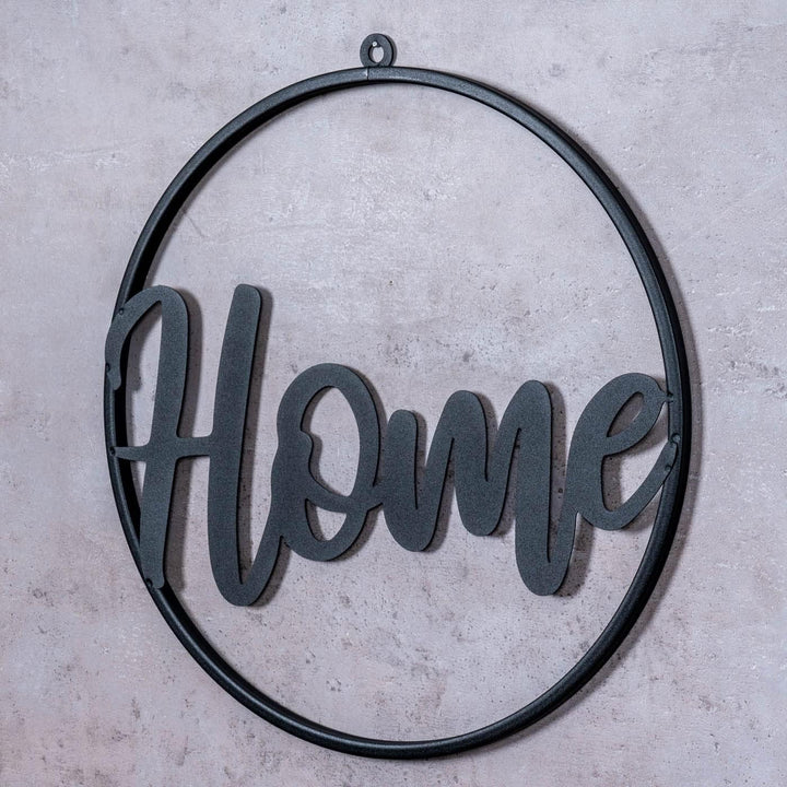 3er Set Metallbild Ø38cm Schwarz Welcome Home Relax Wandbild Rund Schild Wanddeko Metallschild Varia