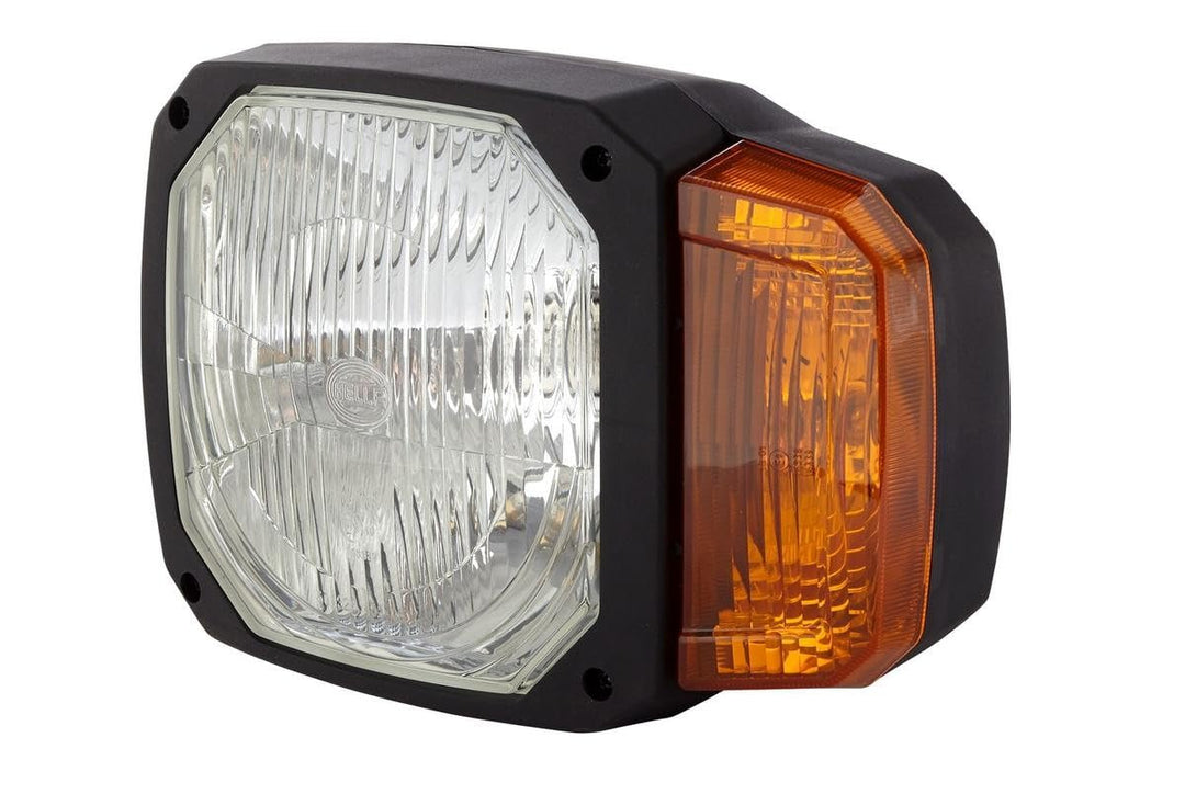 HELLA - Halogen-Hauptscheinwerfer - 12V - Einbau - Lichtscheibenfarbe: gelb - Stecker: DEUTSCH Steck