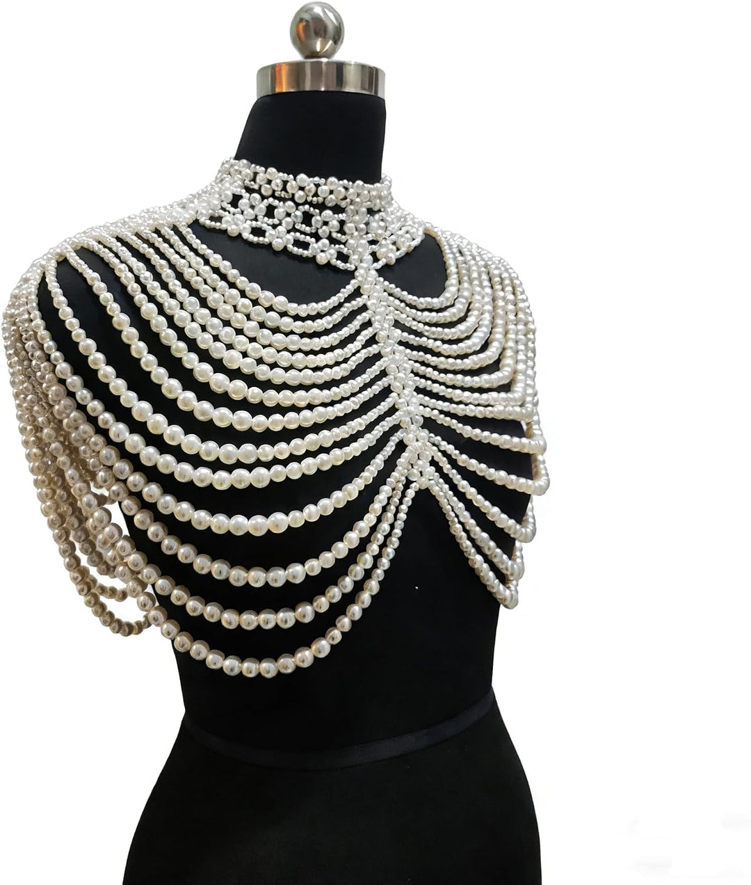 Vintage-Perlen-Umhang, Damenschal, Perlen-Capelet für Braut, Hochzeit, Steampunk-Kostüm Einheitsgrös