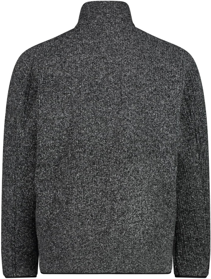 CMP Leichte Fleece-Strickjacke mit Netz 52 Nero Mel., 52 Nero Mel.