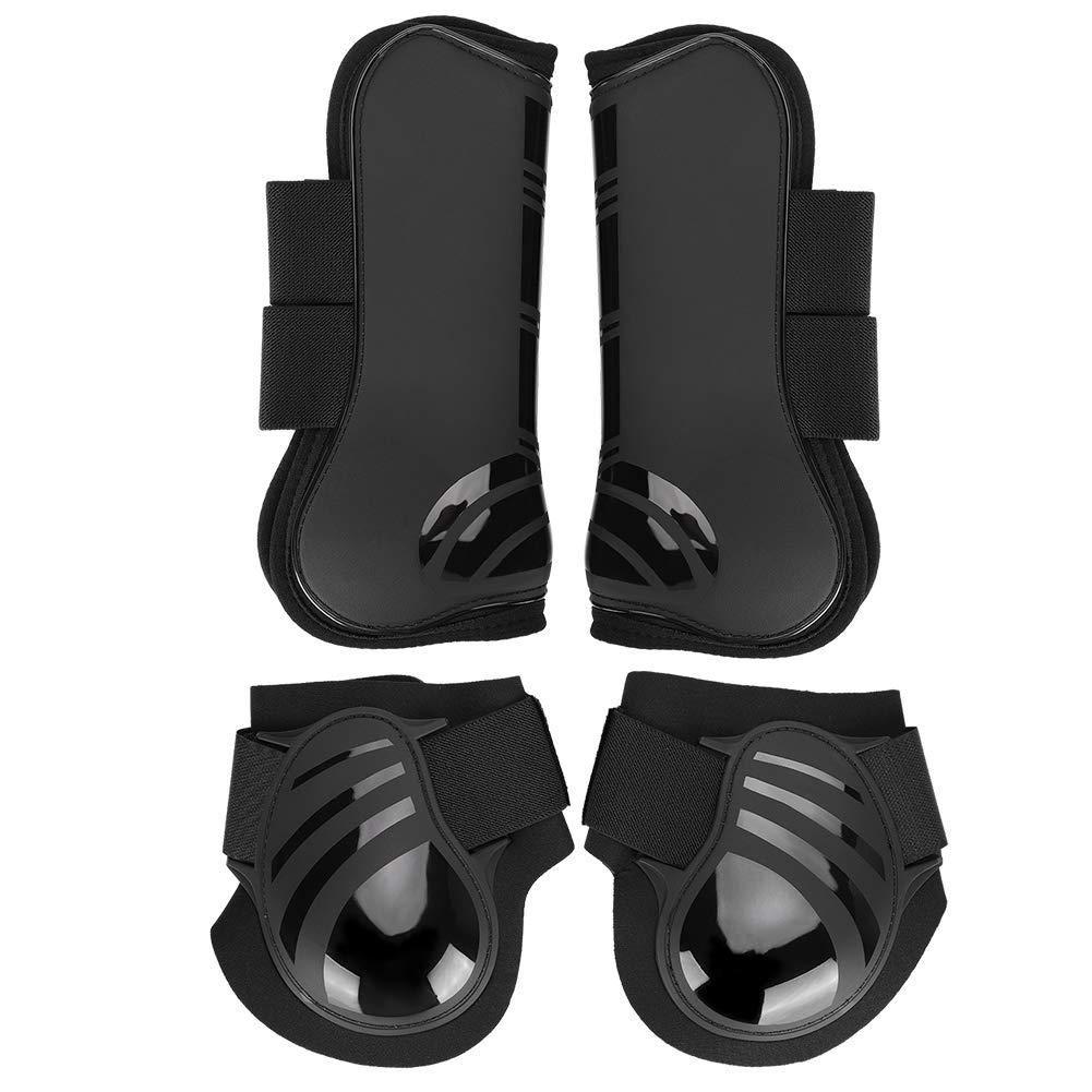 Nikou Reitstiefel Overreach Gamaschen für Pferde, 2 Paar elastische Pferdestiefel verdicken Pu Vorde