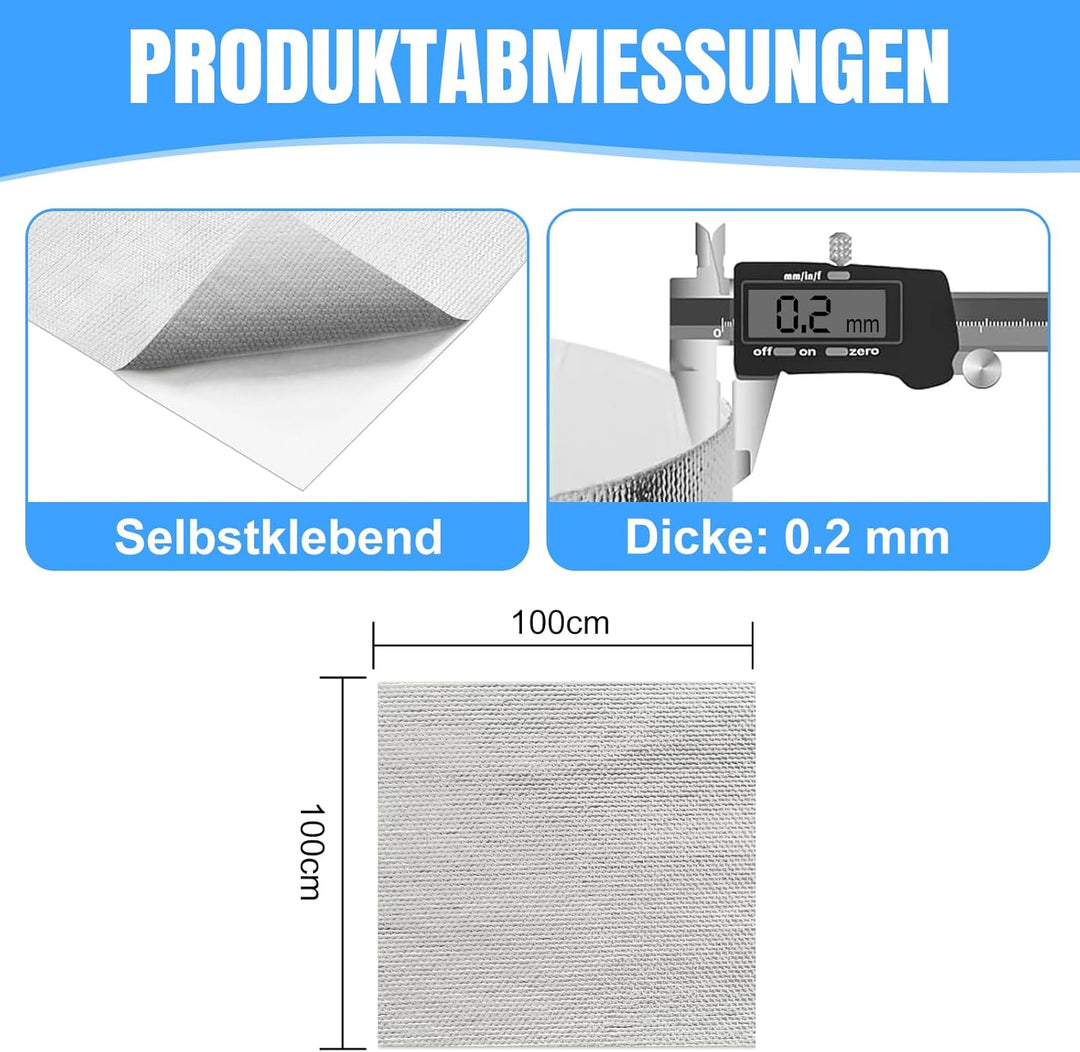 100 x 100 cm Aluminisierte Hitzeschutzfolie Selbstklebend Fiberglas-Isolierung , Hoher Temperatursch