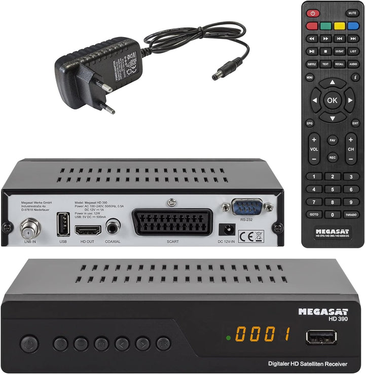 Megasat HD 390 DVB-S2 HD Sat Receiver schwarz | Unicable I & II tauglich