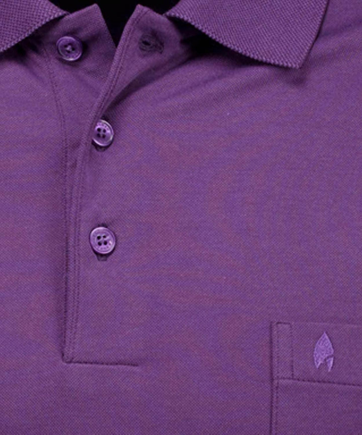 RAGMAN Herren Softknit-Polo mit Brusttasche, Langarm L Aubergine-487, L Aubergine-487