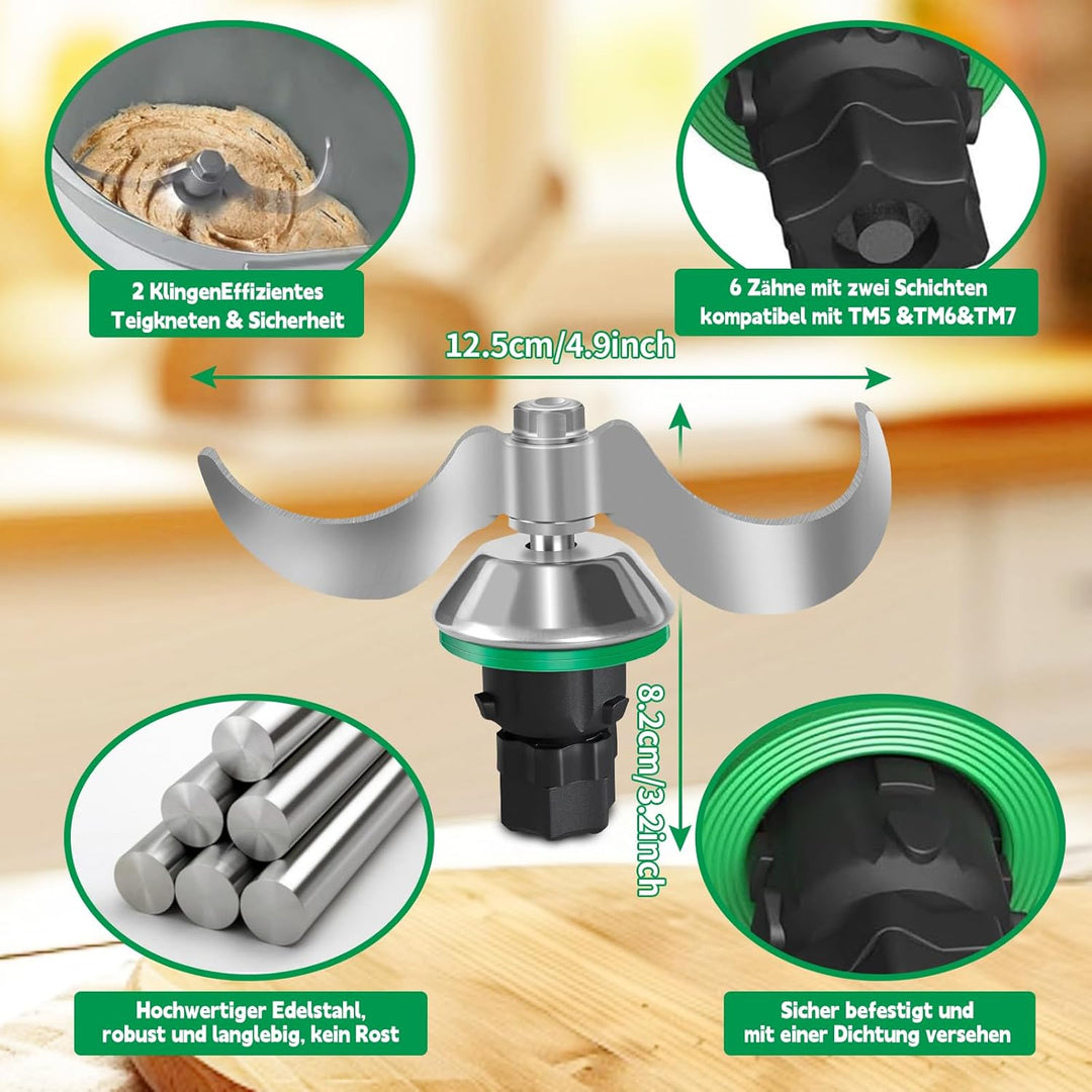 Teigmesser für Thermomix TM6, TM5, Edelstahl Teigmischmesser, Kein Teig-Rückstand und Schmutzkontami