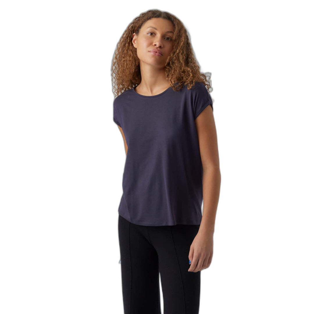 VERO Moda Damen Vmava Plain Ss Top Gajrs Noos T-Shirt L Night Sky, L Night Sky