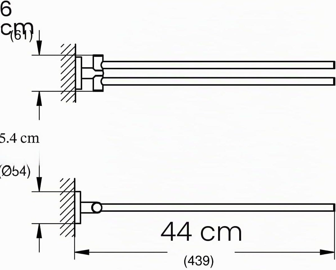 GROHE Start - Handtuchhalter (439mm, 2-armig & schwenkbar, Material: Metall, inkl. Schrauben & Dübel