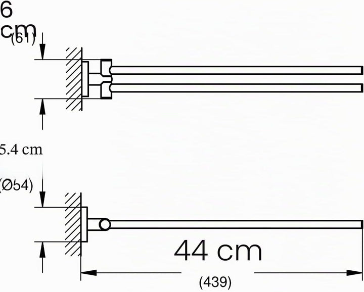 GROHE Start - Handtuchhalter (439mm, 2-armig & schwenkbar, Material: Metall, inkl. Schrauben & Dübel