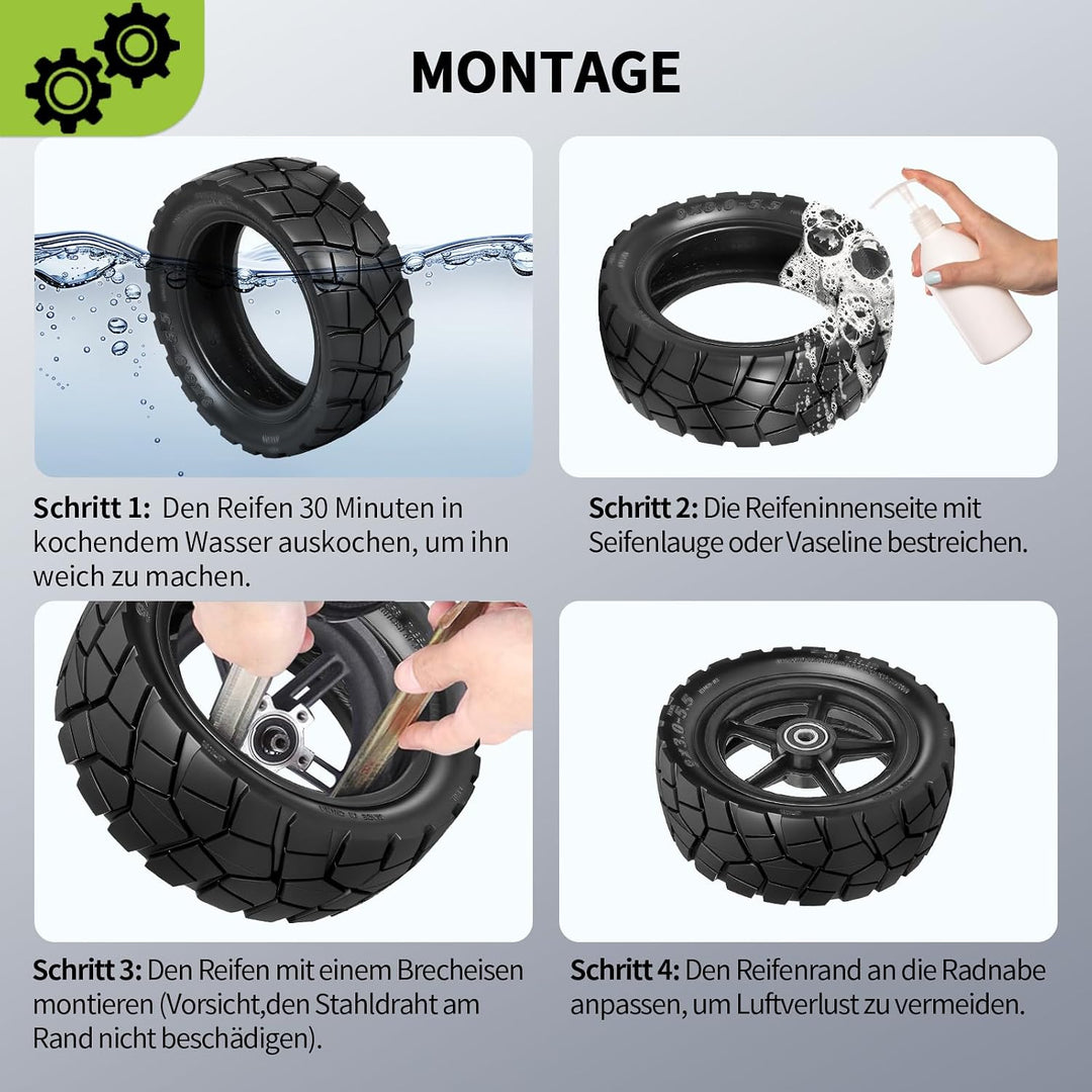 9x3,0-5,5 Tubeless Reifen für Kukirin G2 Pro (Neu) Elektroroller 9 Zoll Ersatzreifen Schlauchlose Va