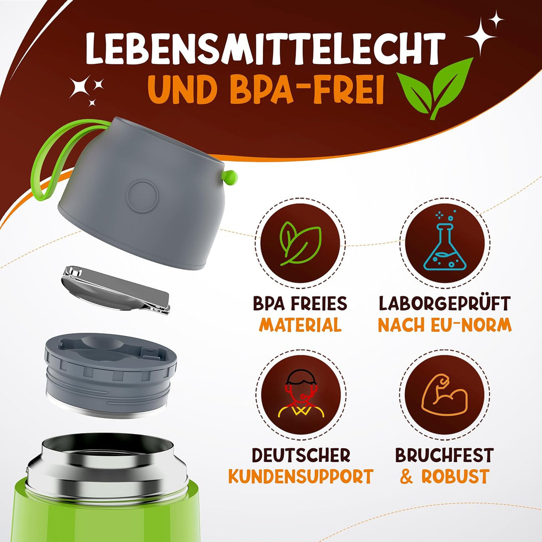 Thermobehälter für Essen Kinder – 500ml – 100% auslaufsicher - Warmhaltebehälter Essen Edelstahl – T