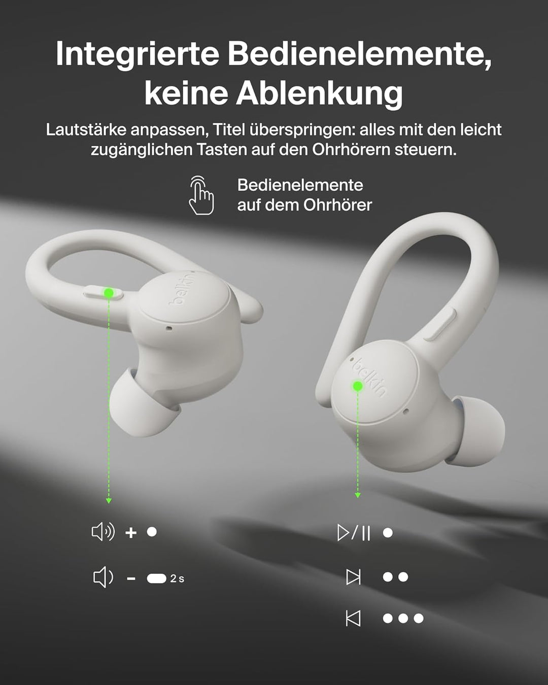 Belkin SoundForm ActiveFit In Ear Kopfhörer Kabellos Bluetooth mit Mikrofon, Schnellladen mit USB-C,