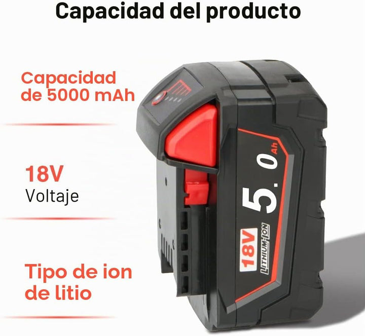 Powarobor Akku-Laubbläser für Milwaukee M18 18V mit 5,0Ah Akku Set | Leistungsstarker elektrischerGe