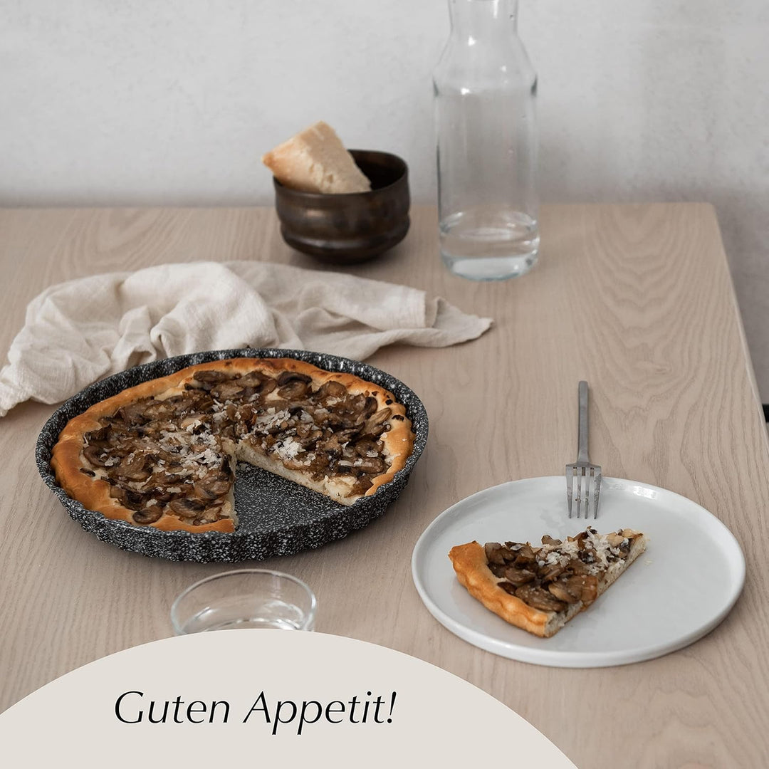 NAKOA Quicheform, Tarteform und Kuchenform - Backform aus Metall Rund 28 cm 4-fach Antihaft-beschich