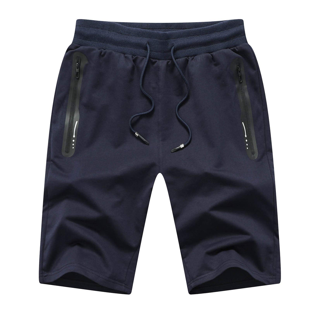 JustSun Sport Shorts Kurze Hosen Herren Baumwolle Mit ReissverschlussTaschen S Blau, S Blau
